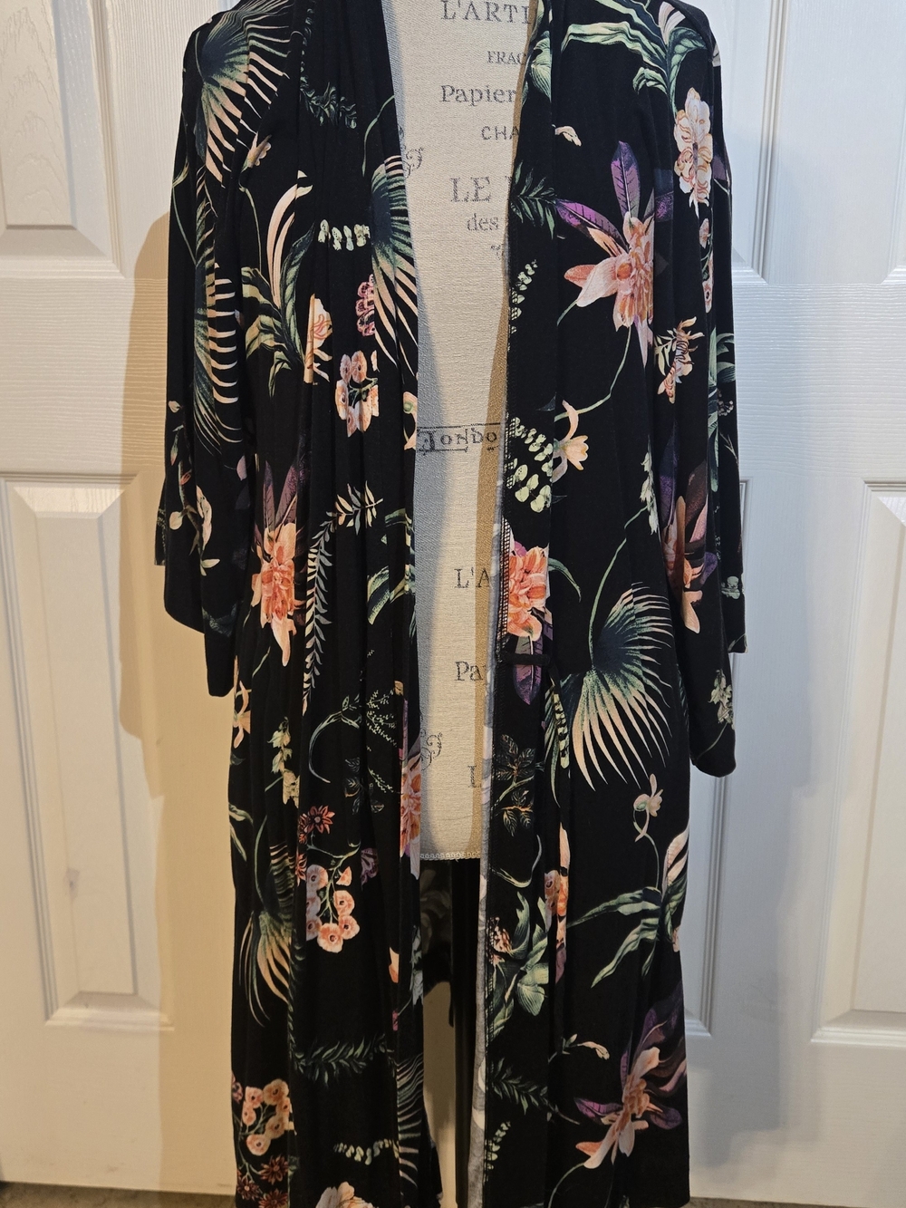 Soma Black Floral Duster Robe